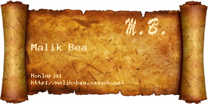 Malik Bea névjegykártya